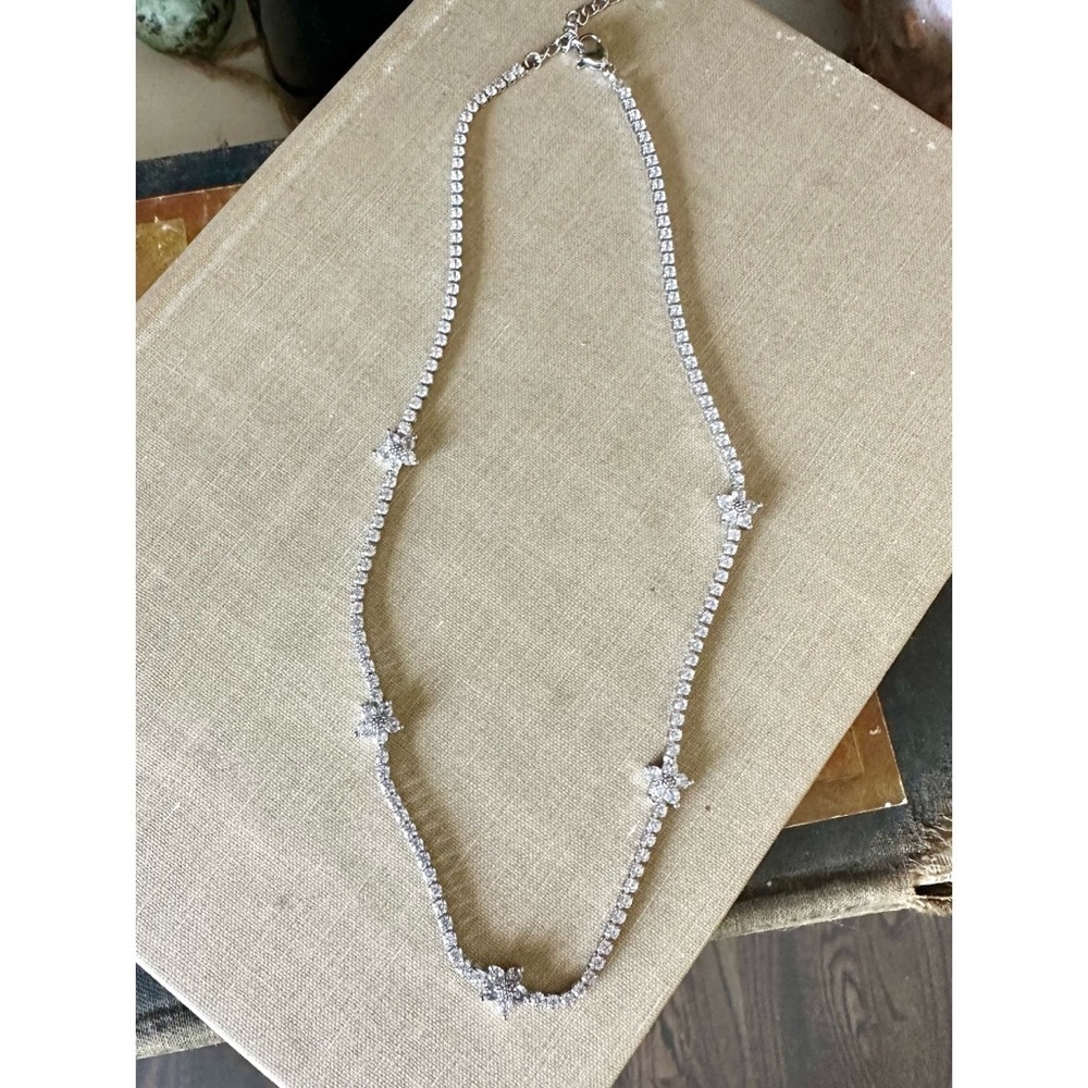Five pointed star CZ stone chain necklace